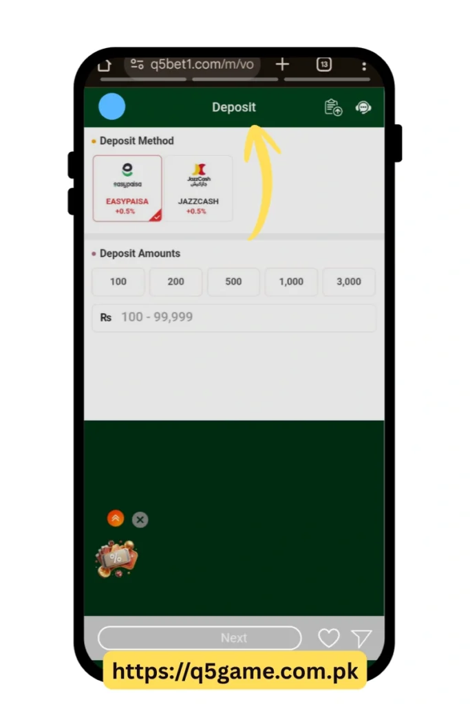 Q5 Bet Game deposit